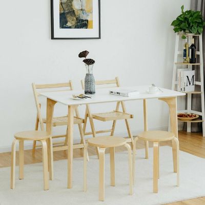 Set of 4 18" Stacking Stool Round Dining Chair Backless Wood Home Decor Image 2