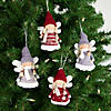 Set of 4 Red and Gray Plush Angel Christmas Ornaments 4.25" Image 1