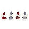 Set of 4 Red and Gray Plush Angel Christmas Ornaments 4.25" Image 4