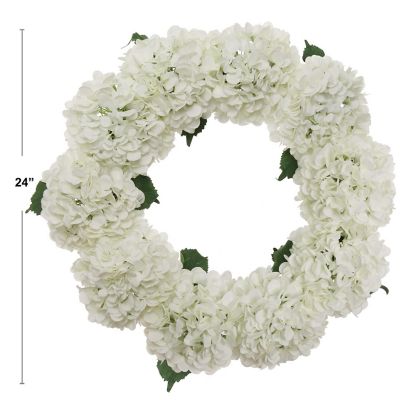 Set of 4  White 17" Hydrangea Wreath Image 1