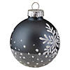 Set of 6 Gray and White Snowflake Glass Christmas Ball Ornaments 4" (101mm) Image 2