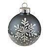 Set of 6 Gray and White Snowflake Glass Christmas Ball Ornaments 4" (101mm) Image 3