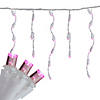 Set of 70 Pink LED Wide Angle Icicle Christmas Lights - 6ft White Wire Image 2
