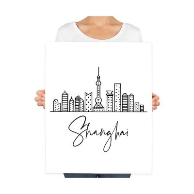 Shanghai Skyline BW 16x20in 1-Pack Image 2