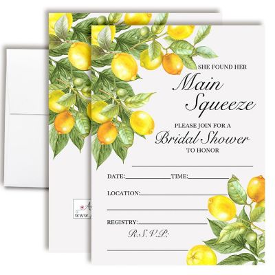 She Found Her Main Squeeze Lemon Bridal Shower Party Invitations Image 1