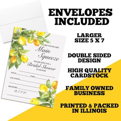 She Found Her Main Squeeze Lemon Bridal Shower Party Invitations Image 1