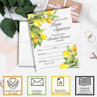 She Found Her Main Squeeze Lemon Bridal Shower Party Invitations Image 2