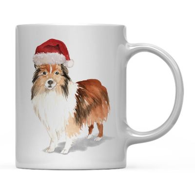 Shetland Sheepdog Santa Hat Ceramic Mug Image 2