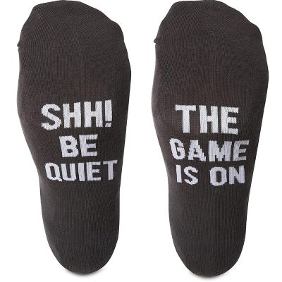 Shh Be Quiet the Game is On Mens Cotton Blend Sock 1 Pair Image 1