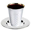 Shiny Metallic Aluminum Silver Round Plastic Saucers and Kiddush Cup Value Set (120 Cups + 120 Saucers) Image 1