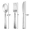 Shiny Metallic Silver Hammered Plastic Cutlery Set - Spoons, Forks and Knives (140 Guests) Image 1