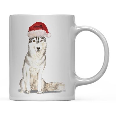Siberian Husky Santa Hat Ceramic Mug Image 2