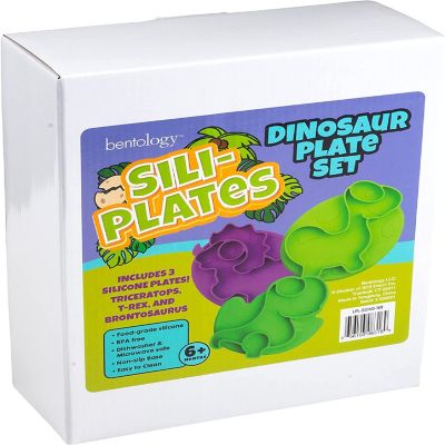 Sili-Plate Dinosaur Silicone Plate Set - 3 Pack of Dinos, Fun and Flexible Silicone Non-slip Base, Divided Dishes for Baby & Toddlers Food Training, Food Safe & Image 3