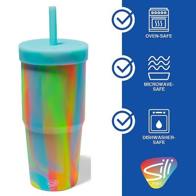 Silipint: Silicone 32Oz Straw Tumblers: 2 Pack Sugar Rush - Unbreakable Cup Image 1