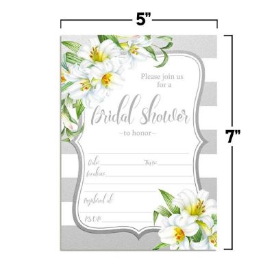 Silver &amp; White Lily Invitations 40pc. by AmandaCreation Image 3