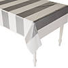 Silver & White Striped Plastic Tablecloth Roll Image 1