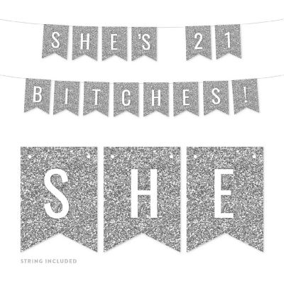 Silver Glitter 60 Pennant - 4 x 5.5 Inch Image 1