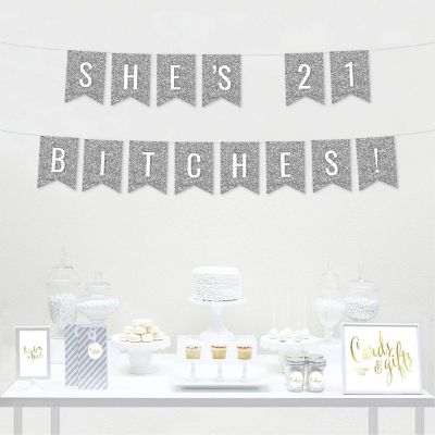 Silver Glitter 60 Pennant - 4 x 5.5 Inch Image 1