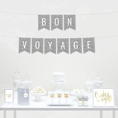 Silver Glitter Bon Voyage Pennant Image 1
