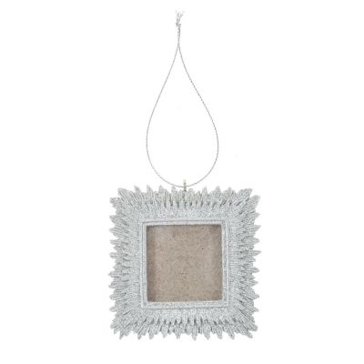 Silver Glitter Picture Frame Ornament Image 1