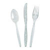 Silver Glitter Plastic Cutlery Sets - 48 Ct. Image 1