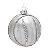 Silver Jeweled Ball Ornament (Set Of 6) 4"D Glass Image 1