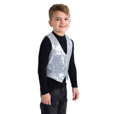 Silver Sequin Vest - Kids M Image 1