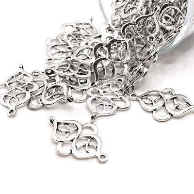 Silver Toned Chinese Knot Connector Charms - 20 pcs Image 1