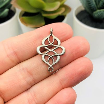 Silver Toned Chinese Knot Connector Charms - 20 pcs Image 1