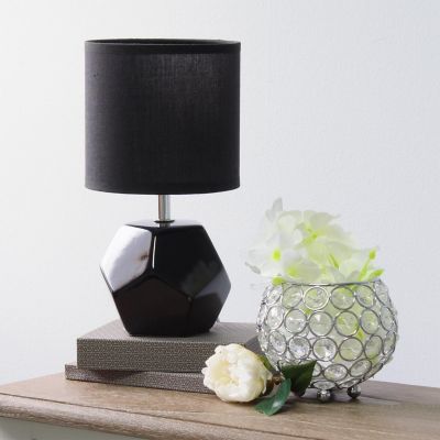 Simple Designs Round Prism Mini Table Lamp with Matching Fabric Shade Image 3