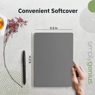 Simply Genius A5 Lined Notebooks with Softcover - College Ruled Notebook - 92 pages, 5.5&quot; x 8.3&quot; (Gray, 6 pack) Image 1