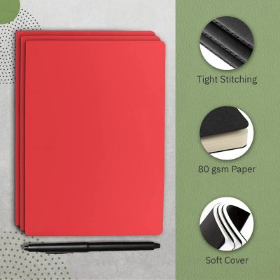 Simply Genius A5 Lined Notebooks with Softcover - College Ruled Notebook - 92 pages, 5.5" x 8.3" (Red, 6 pack) Image 3