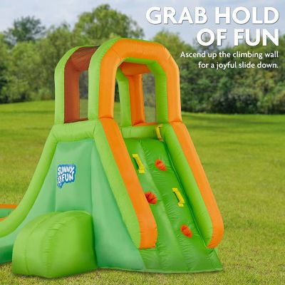 Single Ring Inflatable Water Slide Park with Climbing Wall &amp; Deep Pool - Green Image 2