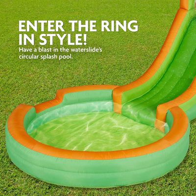 Single Ring Inflatable Water Slide Park with Climbing Wall &amp; Deep Pool - Green Image 3