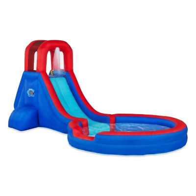 Single Ring Inflatable Water Slide Park with Climbing Wall &amp; Deep Pool - Red/Blue Image 1