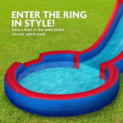 Single Ring Inflatable Water Slide Park with Climbing Wall &amp; Deep Pool - Red/Blue Image 3