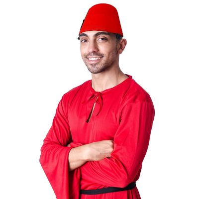 Skeleteen Arabian Red Fez Hat - Moroccan Costume Accessory Fez Hats with Black Tassel - 1 Piece Image 2