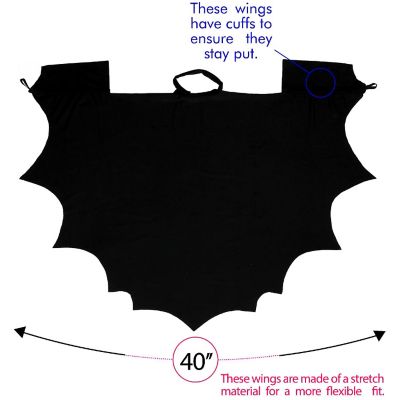 Skeleteen Bat Wings Costume Accessory - Black Wing Set Dress Up Accessories for Dragon, Vampire or Bat Costumes Image 3