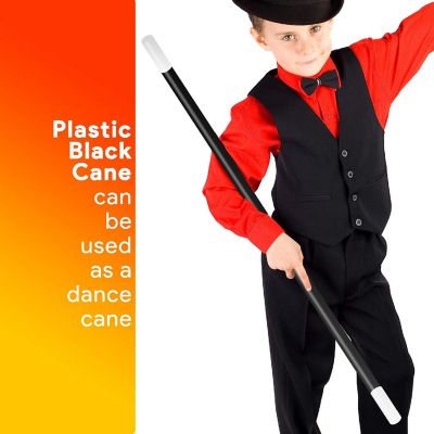 Skeleteen Black Cane 1920s Accessory - Theatrical Plastic Dance and Walking Canes Accessories with White Caps Prop for Adults and Children Image 1