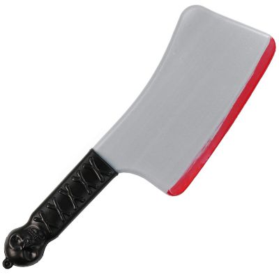 Skeleteen Bloody Cleaver Costume Knife - Fake Weapon Meat Cleaver Prop with Blood and Jolly Roger Handle Image 1