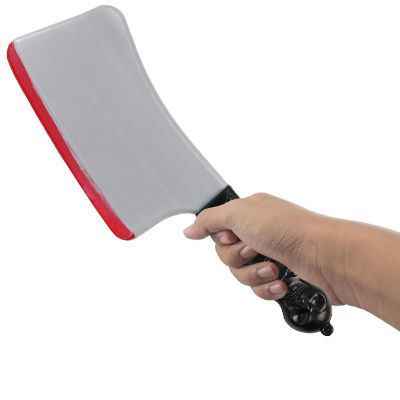 Skeleteen Bloody Cleaver Costume Knife - Fake Weapon Meat Cleaver Prop with Blood and Jolly Roger Handle Image 2