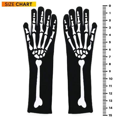 Skeleteen Bone Hand Skeleton Gloves - Skeleton Accessories Stretch Elbow Gloves for Adults and Kids Black Image 1