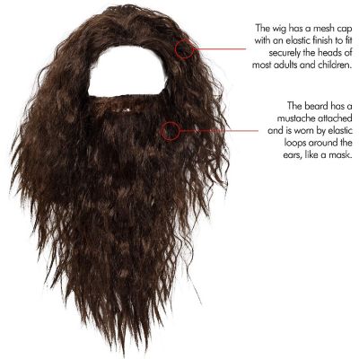 Skeleteen Brown Wig and Beard - Brown Wavy Biblical Costume Accessories Hair Wig and Beard Set for Adults and Kids Image 3