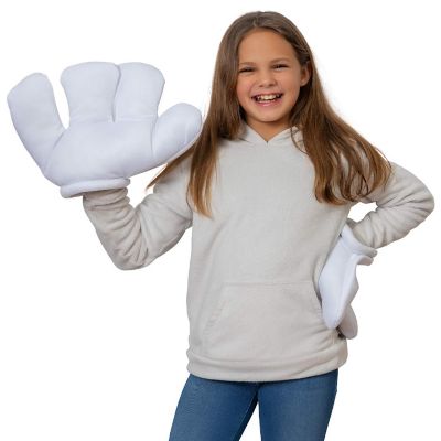 Skeleteen Cartoon Hand Gloves Costume - Giant White Puffy Hands Character Costumes Accessories for Adults and Kids Image 1