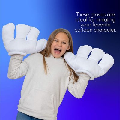 Skeleteen Cartoon Hand Gloves Costume - Giant White Puffy Hands Character Costumes Accessories for Adults and Kids Image 2