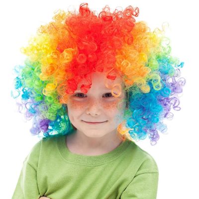 Skeleteen Colorful Clown Costume Wig - Multicolored Afro Clown Wig Costume Accessories for Kids and Adults Image 1