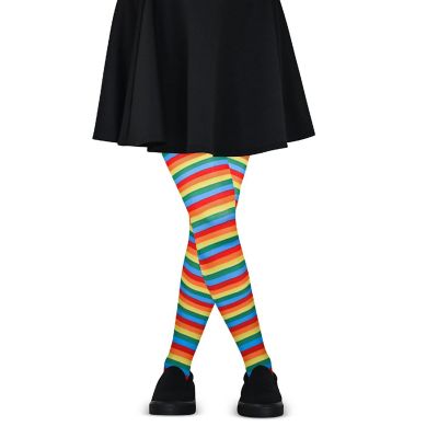 Skeleteen Colorful Rainbow Striped Tights - Striped Nylon Clown Stretch Pantyhose LGBTQ Stocking Accessories  for Men, Women and Teens Image 1