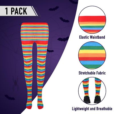 Skeleteen Colorful Rainbow Striped Tights - Striped Nylon Clown Stretch Pantyhose LGBTQ Stocking Accessories  for Men, Women and Teens Image 2