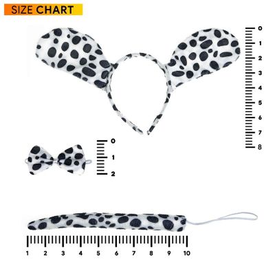 Skeleteen Dalmatian Dog Costume Set - Black and White Dog Ears Headband, Bowtie and Tail Accessories Set for Dog Costumes for Toddlers and Kids Image 1