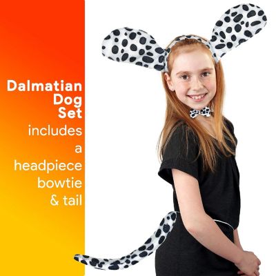 Skeleteen Dalmatian Dog Costume Set - Black and White Dog Ears Headband, Bowtie and Tail Accessories Set for Dog Costumes for Toddlers and Kids Image 2